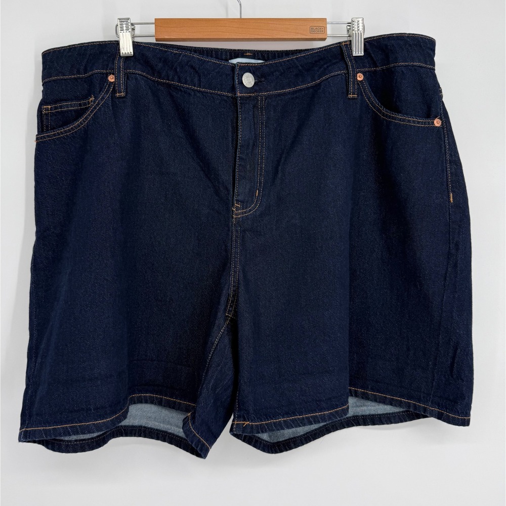 Ava & Viv Womens Plus Sz 18 Dark Wash Denim Midi Shorts Cotton Lyocell Blue